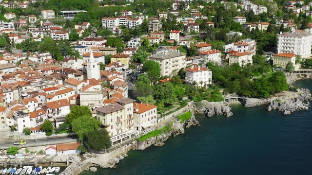 Aerial view of Lovran town in Croatia