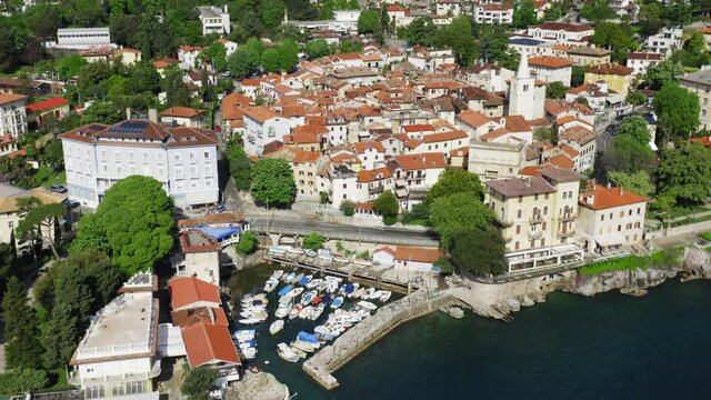 Aerial view of Lovran town in Croatia