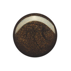 Blot of dark brown circle shaped nail polish isolated on white
