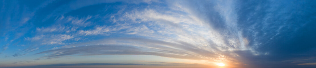 Obraz premium panorama sky. Beautiful cloud in the sunrise sky background. Sky banners background.