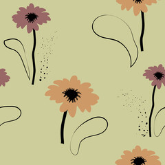 Seamless floral pattern with hand draw spring flower