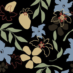 Seamless floral pattern with hand draw spring flower