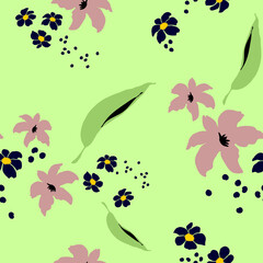 Seamless floral pattern with hand draw spring flower