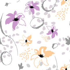 Seamless floral pattern with hand draw spring flower
