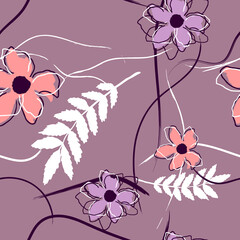 Seamless floral pattern with hand draw spring flower