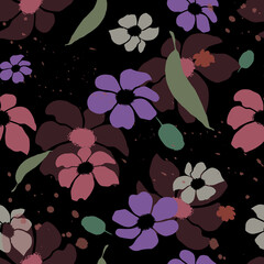 Seamless floral pattern with hand draw spring flower