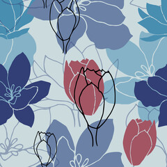 Seamless floral pattern with hand draw spring flower
