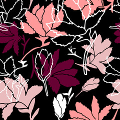 Seamless floral pattern with hand draw spring flower