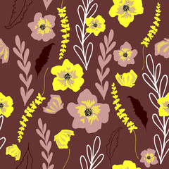 Seamless floral pattern with hand draw spring flower