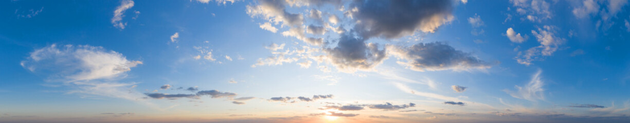 Panorama Blue sky and white clouds. Bfluffy cloud in the blue sky background