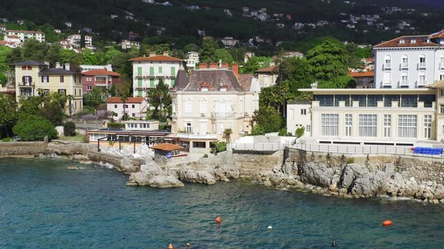 Aerial view of Lovran town in Croatia