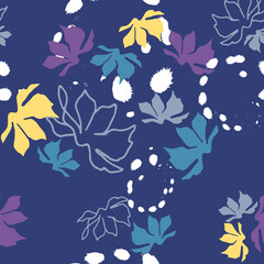 Seamless floral pattern with hand draw spring flower