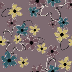Seamless floral pattern with hand draw spring flower