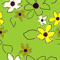 Seamless floral pattern with hand draw spring flower