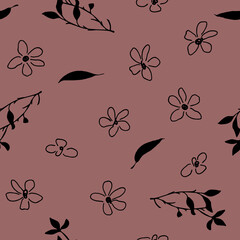 Seamless floral pattern with hand draw spring flower