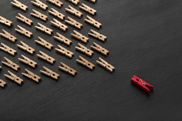 Leadership concept. Opposition. One against the crowd. One is not like everyone else, special.