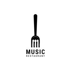 Piano fork music logo design