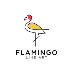 flamingo logo vector line outline monoline icon illustration