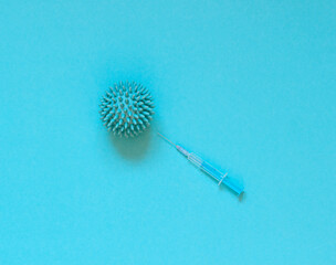 Coronavirus (Covid-19)  vaccination concept composition. Top view