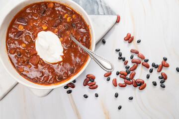 Chili with sour cream