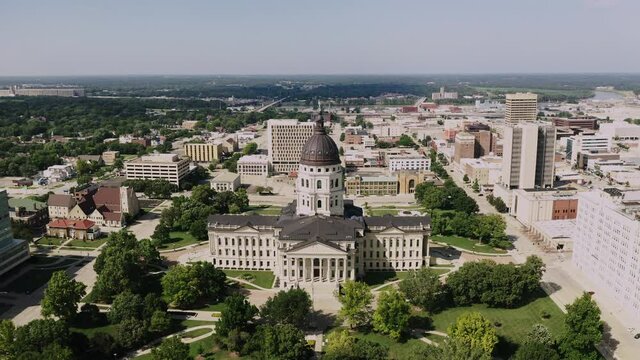Topeka Kansas Capital Capitol Building Grounds Trees Downtown City Skyline
