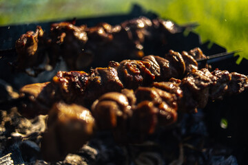 Traditional grilled meat on a coals