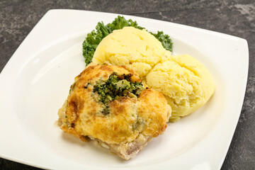 Roasted pangasius fillet with mashed potato