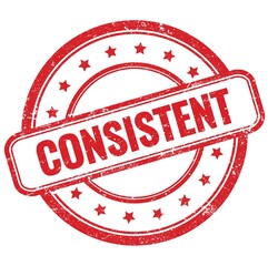 CONSISTENT text on red grungy round rubber stamp.