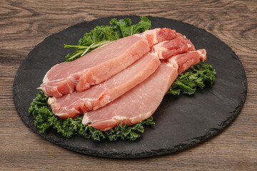 Raw pork steak for cooking