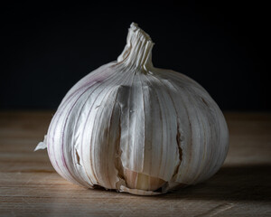 garlic on a black background