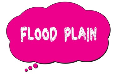 FLOOD  PLAIN text written on a pink thought bubble.