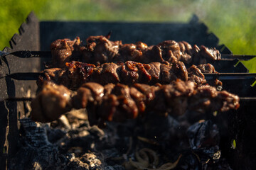 Traditional grilled meat on a coals