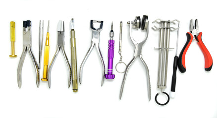 Variation of professional steel hand tools and service equipment