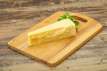 Hard parmesan cheese served basil