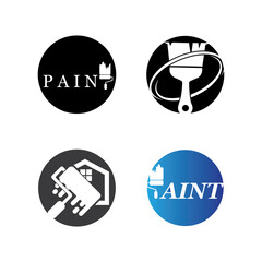 simple colored brush paint symbol vector logo