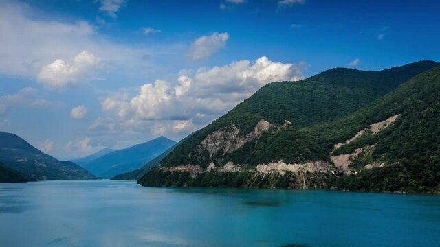 Sea and mountains of Georgia. 4k. Time lapse 