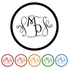 Initial MP letter Logo Design color set