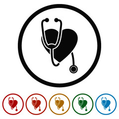 Stethoscope logo design color set