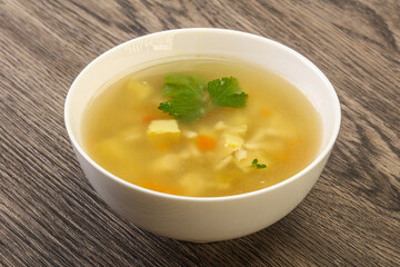 Tasty chicken soup with carrot