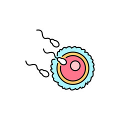 Ovum fertilization olor line icon. Conceiving. Pictogram for web page, mobile app, promo.