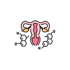 Stimulation by hormones olor line icon. Planning pregnancy. Pictogram for web page, mobile app, promo.