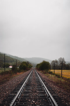 Abandoned Railroad Tracks In Low Clouds And Fog - Norfolk Southern Railway - Scioto County, Ohio