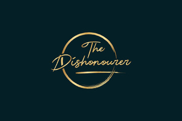 Golden Calligraphy 99 name of Allah. phrase The dishonourer. isolated circle brush.