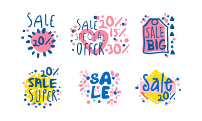 Sale Sticker Design for Shopping and Product Promotion Vector Set