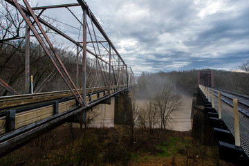 Fototapeta na wymiar Walbridge Bridge - Historic One-Lane Pratt Through Truss Steel Bridge - KY Route 644 - Lawrence County, Kentucky