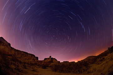 Long exposure of starry skies in Joshua Tree National Park, USA