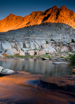 Sunset on the west face of Mount Mendel. John Muir Wilderness/Kings Canyon National Park. Sierra Nevada California, USA.