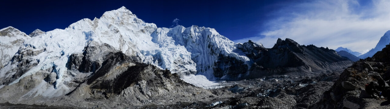 From the South Base of Everest you can see the Khumbu Ice Fall, one of the most dangerous parts on the Mountain.