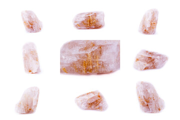 Collection of stone mineral Rutile in quartz