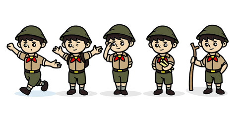 Cute kawaii boy scout kids mascot logo design illustration